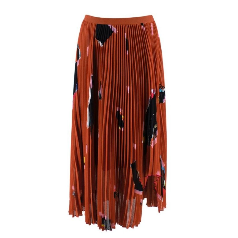 Proenza Schouler Pleated Rust Graphic Print Skirt